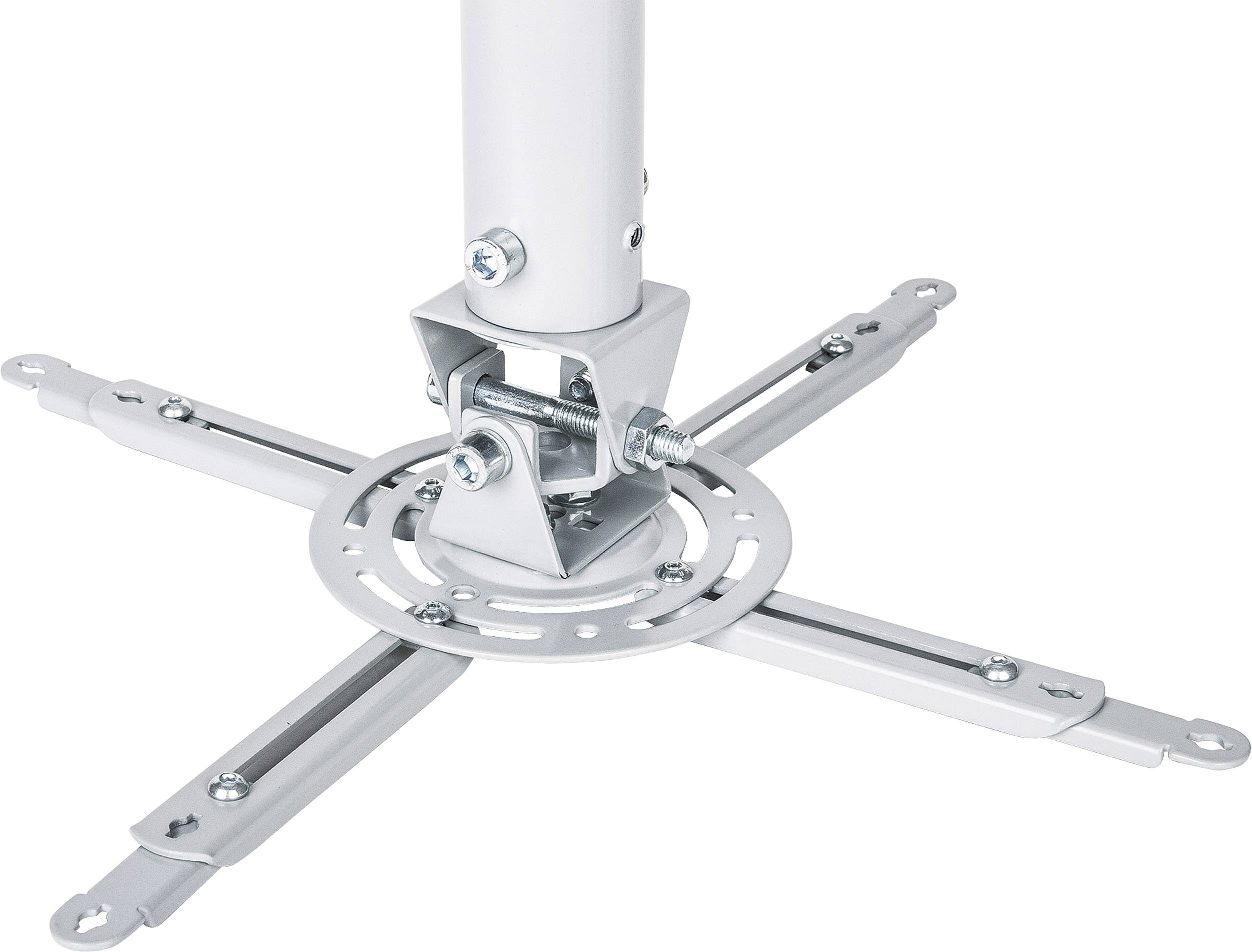 Projektorhalterung aus Metall mit verstellbaren Armen und Montagerohr. Geeignet zur Deckenmontage von Beamern.