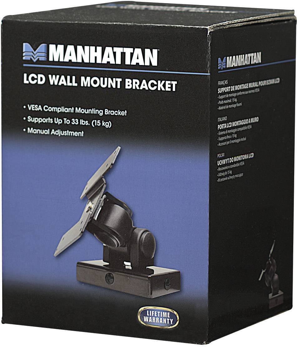 Manhattan Monitor-Wandhalterung 432351 1 Display(s) 30,5 cm (12") - 55,9 cm (22") Schwarz Neigbar, Schwenkbar