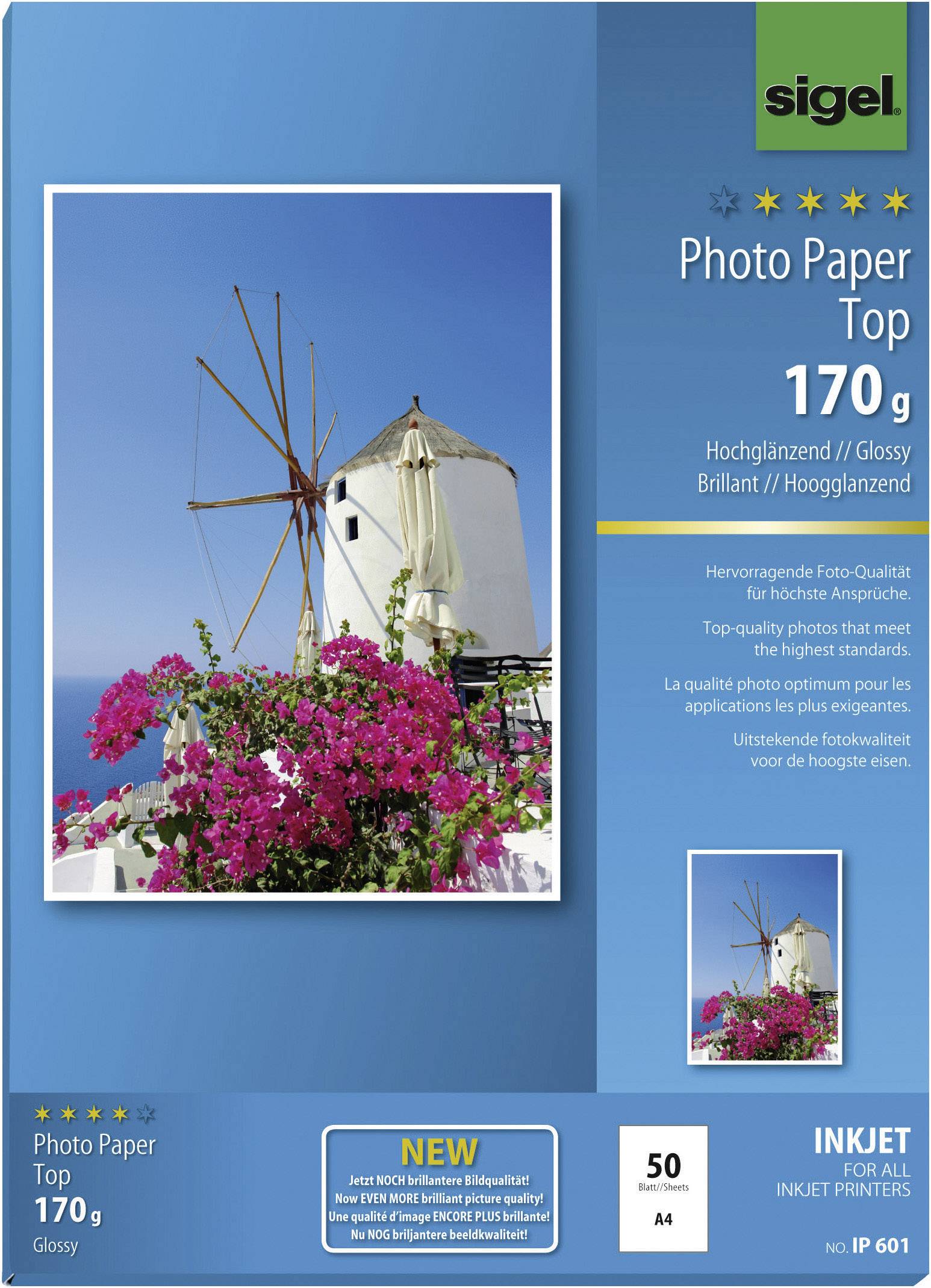 Fotopapier IP601 DIN A4 170g hochweiß 50 Bl./Pack.