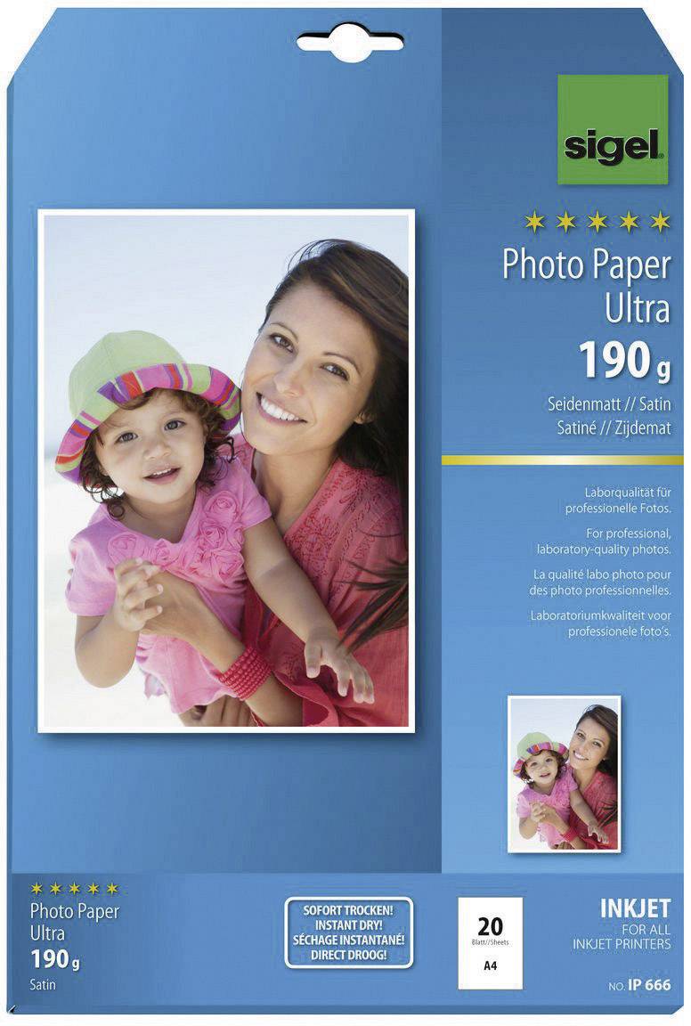Fotopapier A4 InkJet 190g/qm superweiß seidenmatt VE=20 Blatt