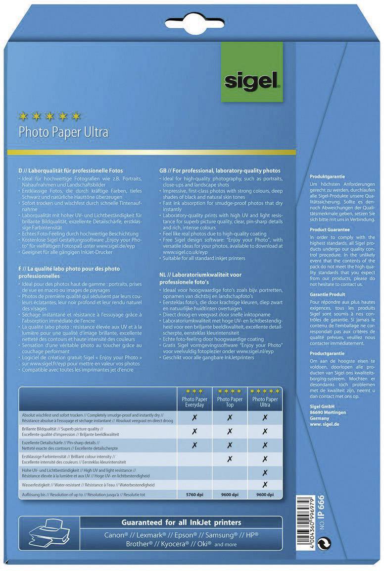 Sigel Fotopapier Ultra, IP666, , , , 20 Blatt