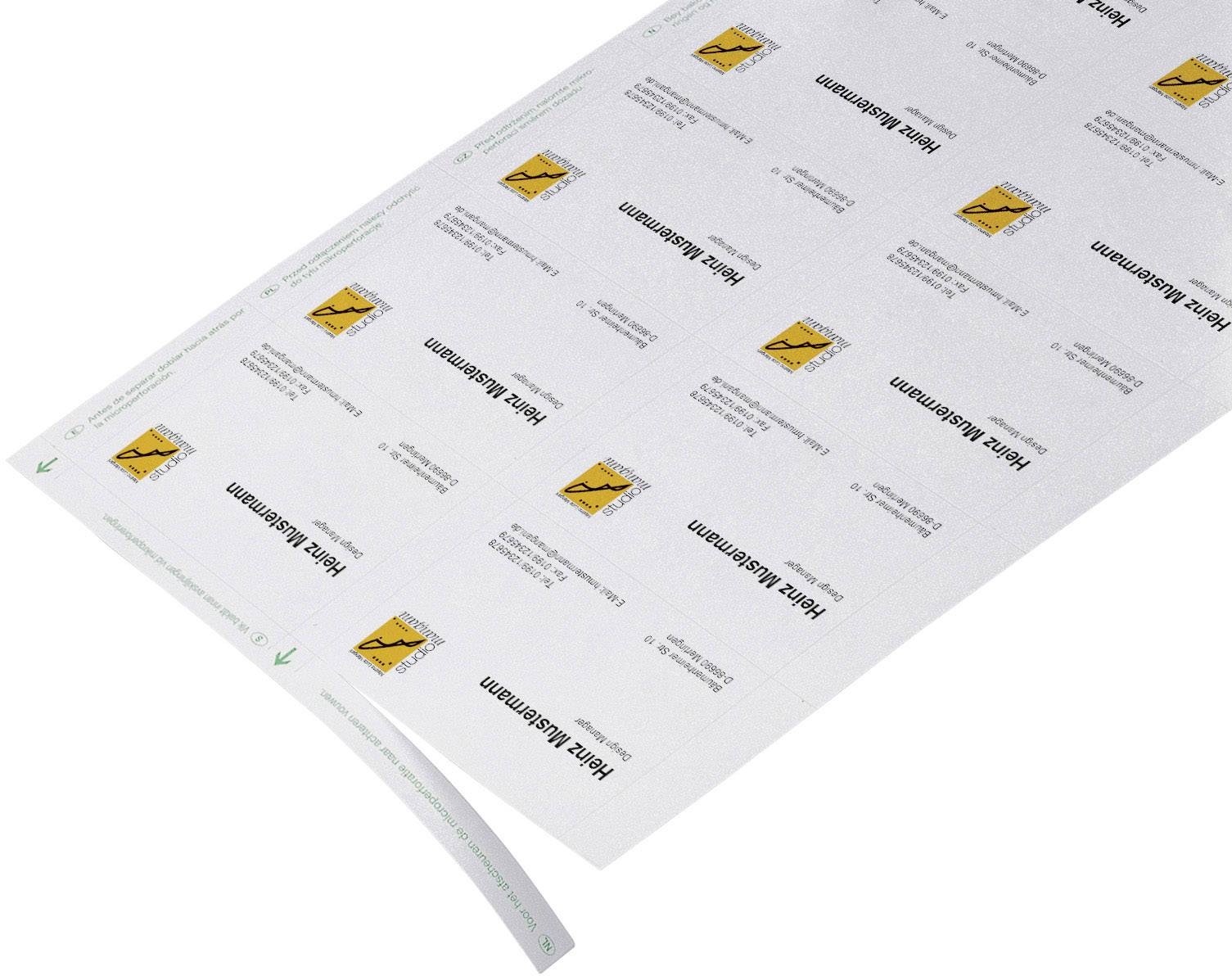 Sigel DP839 Bedruckbare Visitenkarten, microperforiert 85 x 55mm Hochweiß 150 St. Papierformat: DIN A4