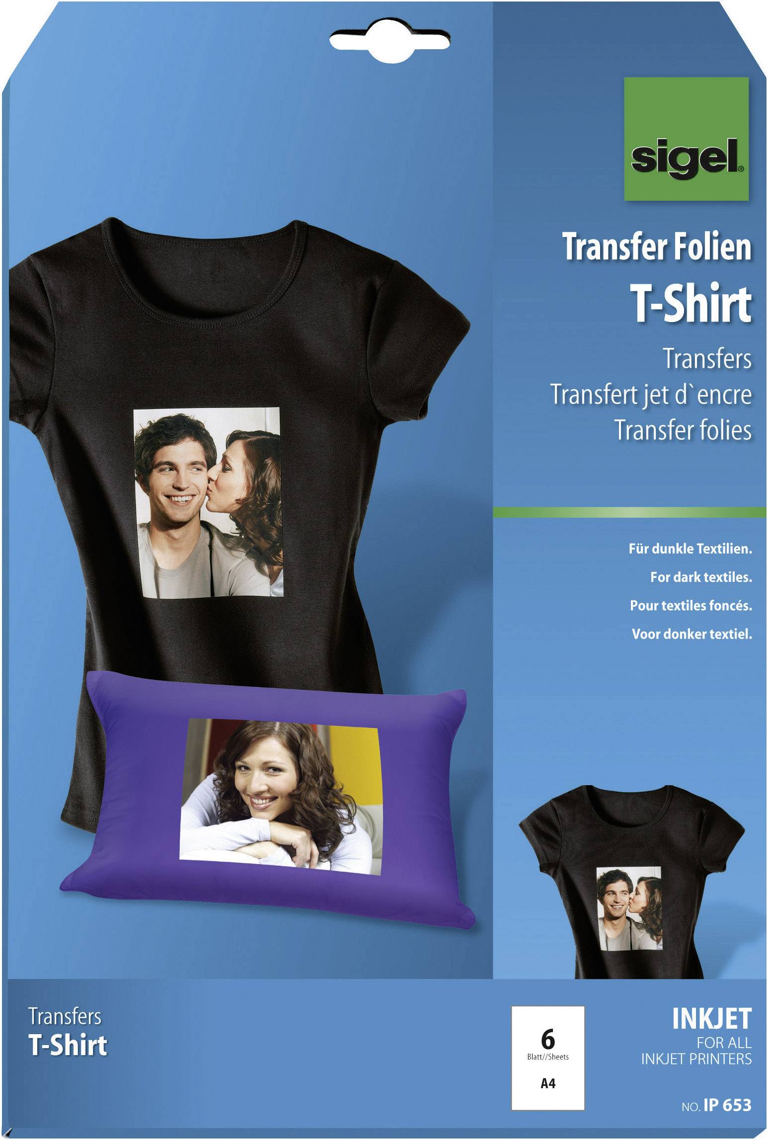 InkJet-Transfer-Folien für T-Shirts A4 für dunkle Textilien VE= 6 Blatt