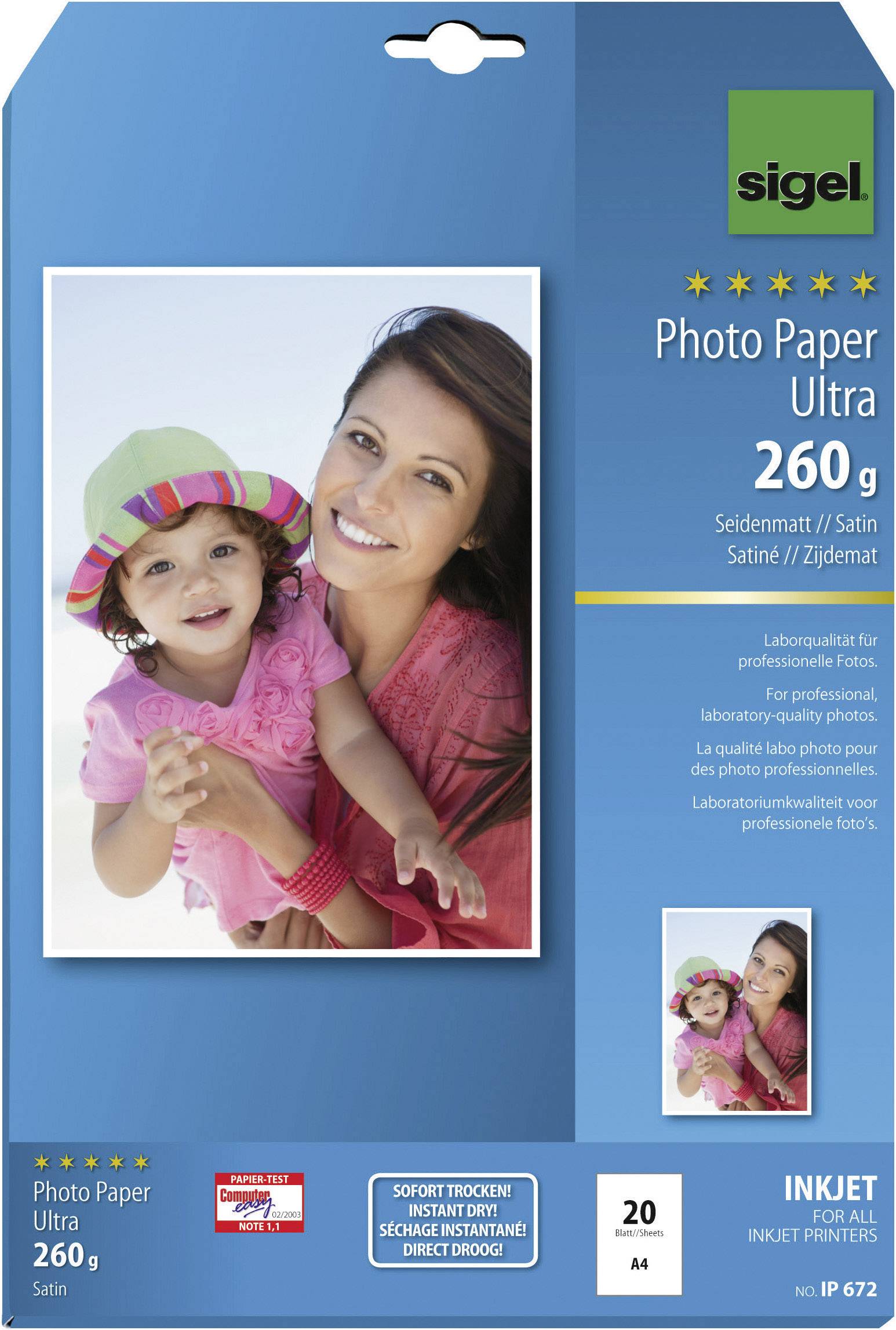 Fotopapier A4 260g/qm matt weiß VE=20 Blatt