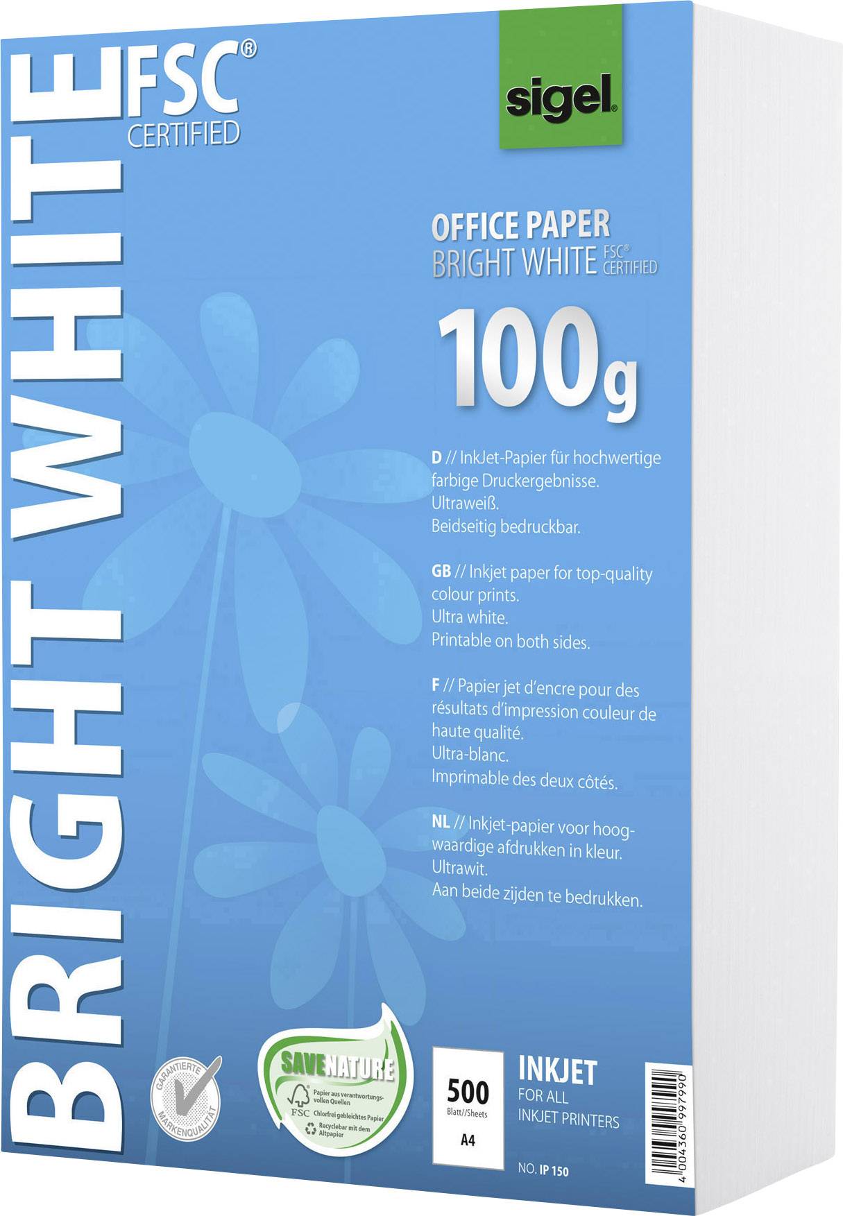 Inkjetpapier A4 100g/qm 2-seitig weiß VE=500 Blatt
