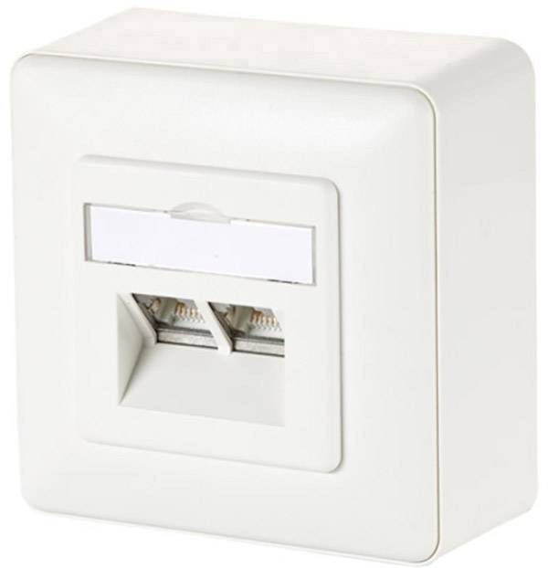 Metz Connect Netzwerkdose Aufputz CAT 6 2 Port Reinweiß