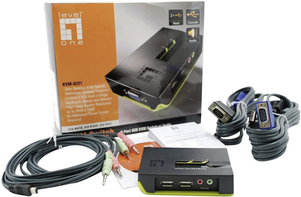 LevelOne 2 Port USB Desptop Switch mit Audiofunktion