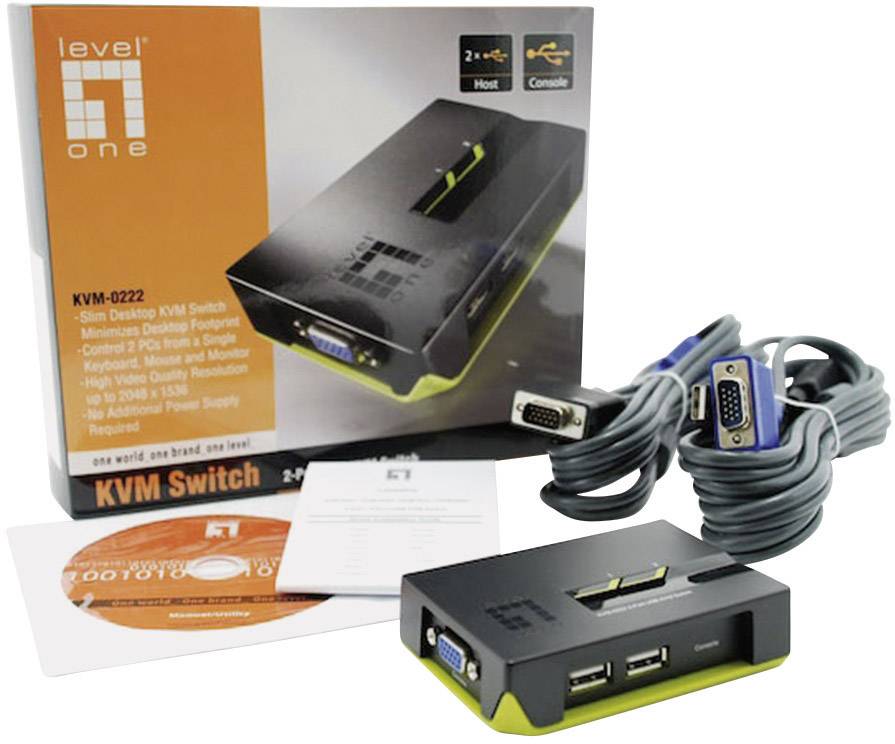 LevelOne 2 Port USB Desktop Switch
