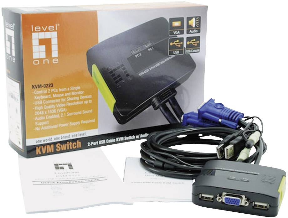 LevelOne KVM Switch 2x USB KVM-0223 mit Audio