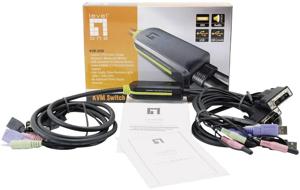 LevelOne 2-Port USB DVI KVM-Switch mit Audio