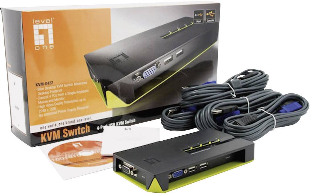 LevelOne ViewCon KVM-0422 - KVM-/USB-Switch - 4 x KVM port(s)