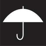 Ein schwarzer Regenschirm-Symbol auf weißem Hintergrund.