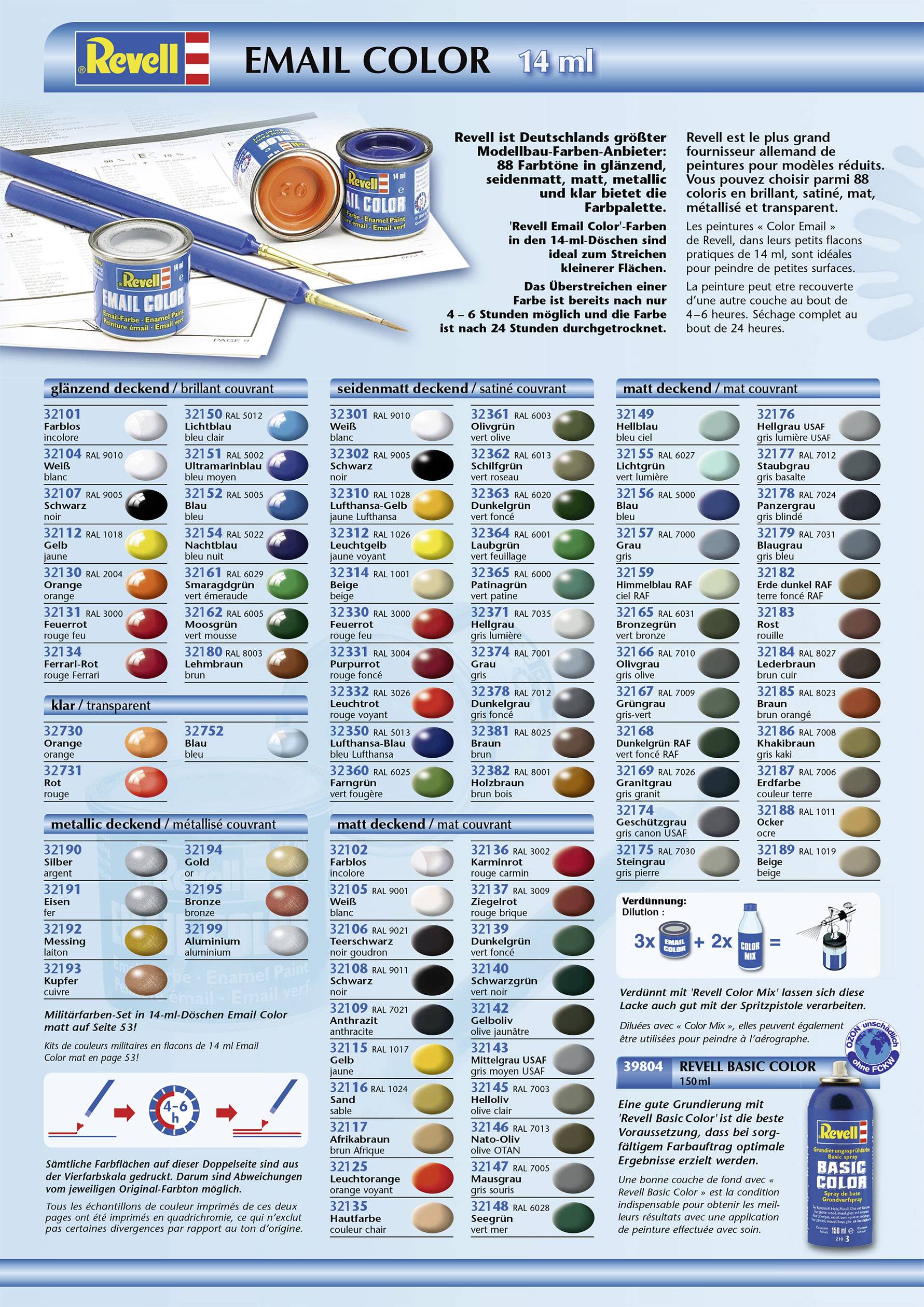 Revell Emaille-Farbe Schwarz, Grün (matt) 40 Dose 14ml