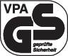 'VPA GS geprüfte Sicherheit' Logo, das ein Produkt als sicher gemäß deutschen Standards zertifiziert.
