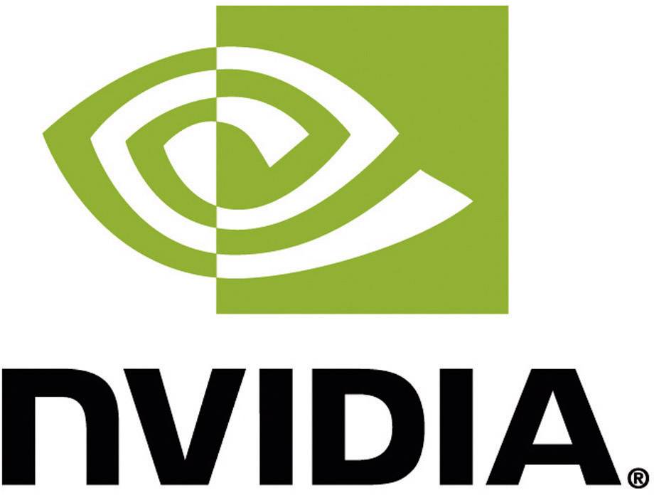 Das Bild zeigt das grün-schwarze Logo von Nvidia mit stilisiertem Auge und dem Firmennamen darunter.