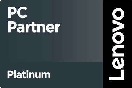 Logo der Marke Lenovo, schwarzer Schriftzug 'Lenovo' auf weißem Hintergrund, links ein grau-beigefarbener Bereich.