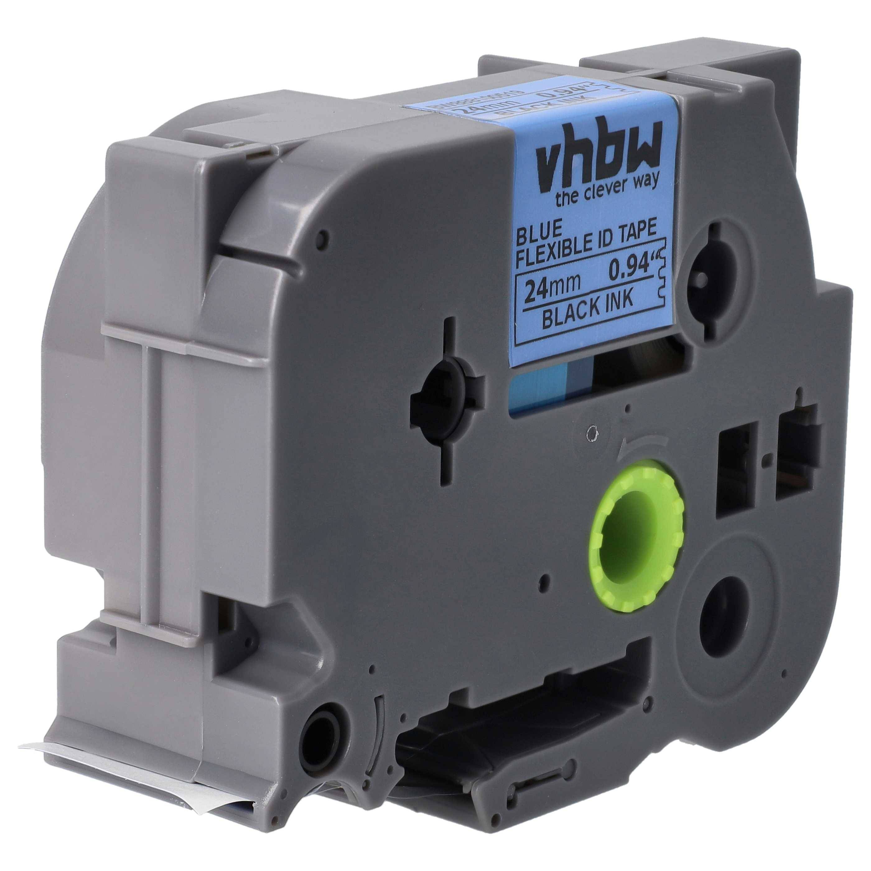 vhbw Schriftband-Kassette kompatibel mit Brother PT E500 | E500VP, E550W, E550WVP Etiketten-Drucker 8m x 24mm Schwarz auf Blau, Flexibel, Laminiert