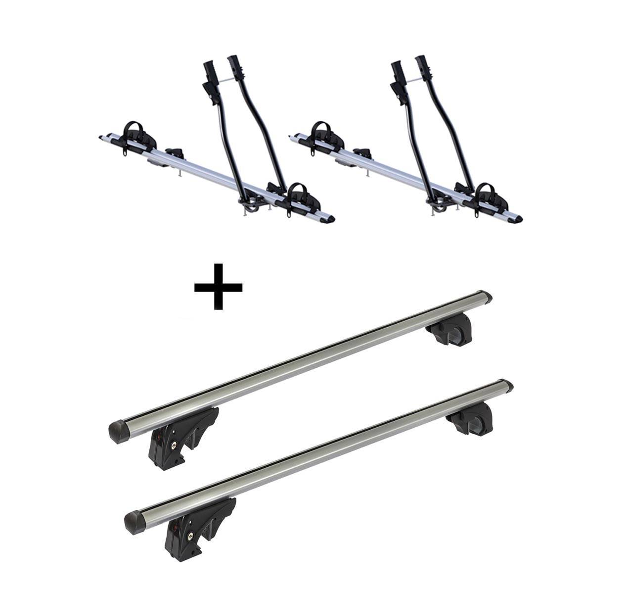 2x Fahrradträger SAGITTAR + Dachträger/Relingträger VDP LION2 kompatibel mit für Jeep Cherokee (KK) (5 Türer) 08-13