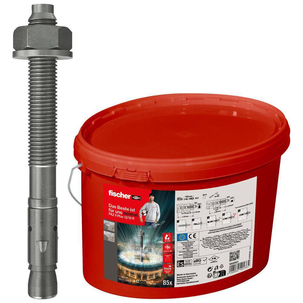 Bolzenanker FAZ II PLUS 12/10 R - nicht rostender Stahl - Bohrernenn-Ø 12 mm - Ankerlänge 110 mm - Inhalt 85 Stück - Preis per Eimer