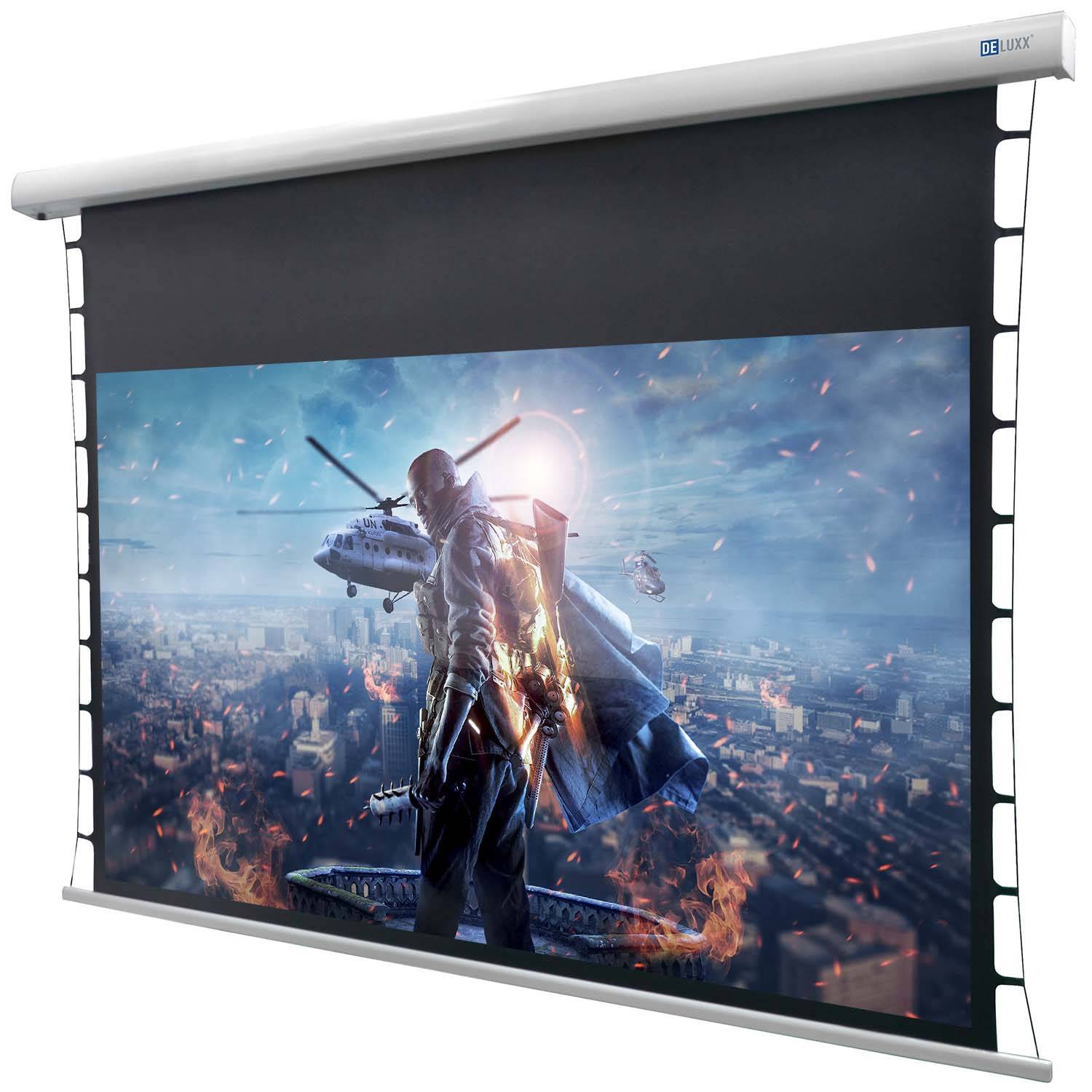 DELUXX Cinema Motorleinwand Tension 298 x 168cm, 135" - DARKVISION