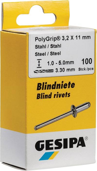 GESIPA 1464884 Blindniet PolyGrip® Nietschaft d x l 4 x 10 mm Stahl / Stahl 100