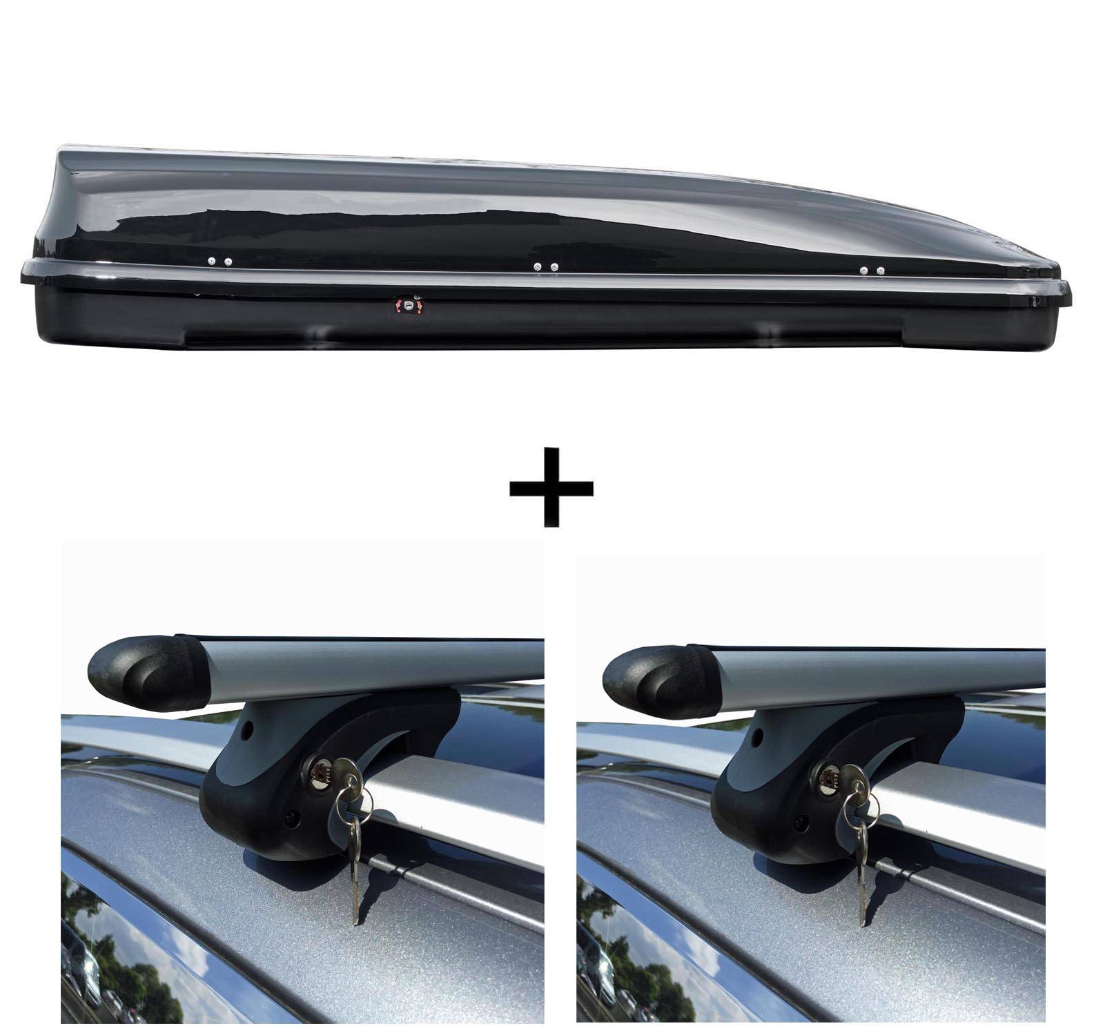 Skibox JUFL460 + Relingträger Alu 460 Liter für Renault Scenic ab 13 Schloss