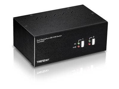 TRENDnet KVM Switch 2-Port Displayport mit Audio USB 2.0 Hub Signalsteuerung KVM KVM Switches