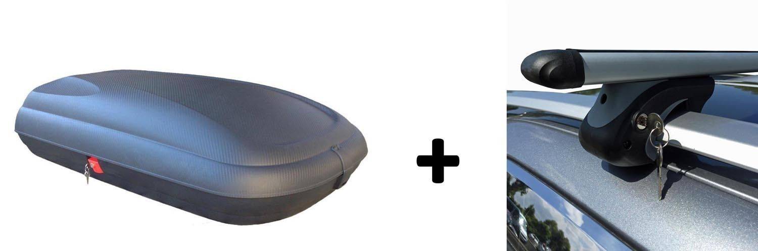 Dachbox BA320 Relingträger Alu kompatibel mit für Peugeot 4007 GP ab 07 abschliessbar