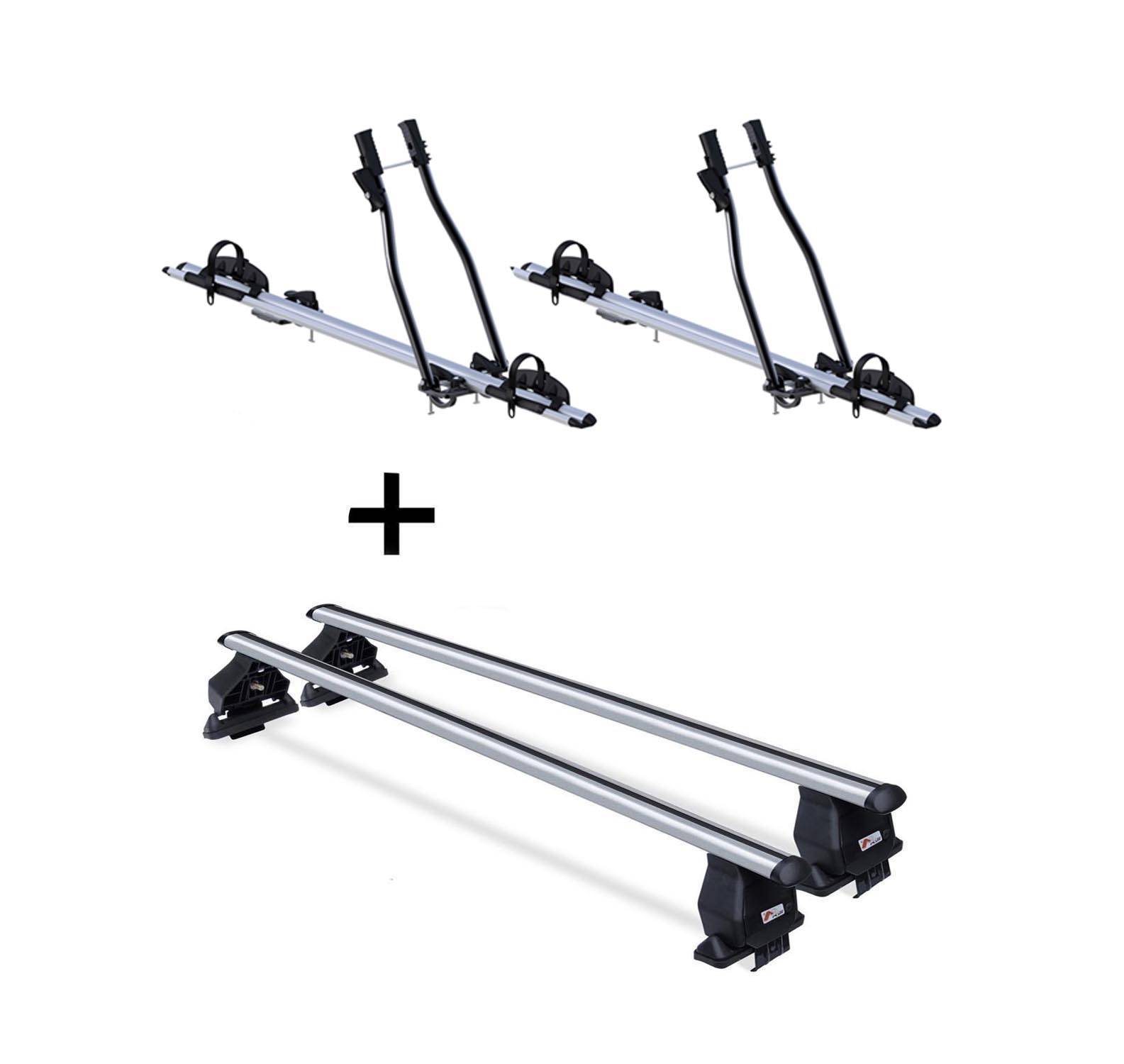 2x Fahrradträger SAGITTAR + Dachträger Menabo Tema kompatibel mit für Hyundai Kona (SUV 5 Türer) ab 2017