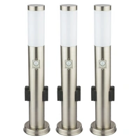 3er Set Edelstahl Steh Lampe Außen Steckdosen Bewegungsmelder Garten Wege Leuchte silber 3er Set Edelstahl Steh Lampe Außen Steckdosen Bewegungsmelder Garten Wege Leuchte silber