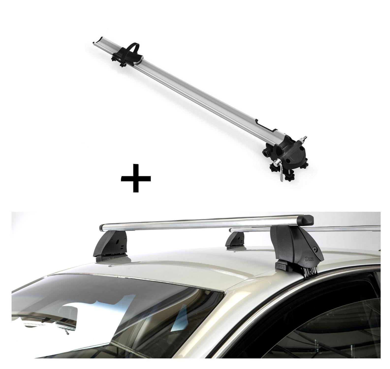 Fahrradträger Bike Pro + Dachträger K1 PRO Aluminium kompatibel mit für Kia Rio (DE) Hatchback (5Türer) 05-11