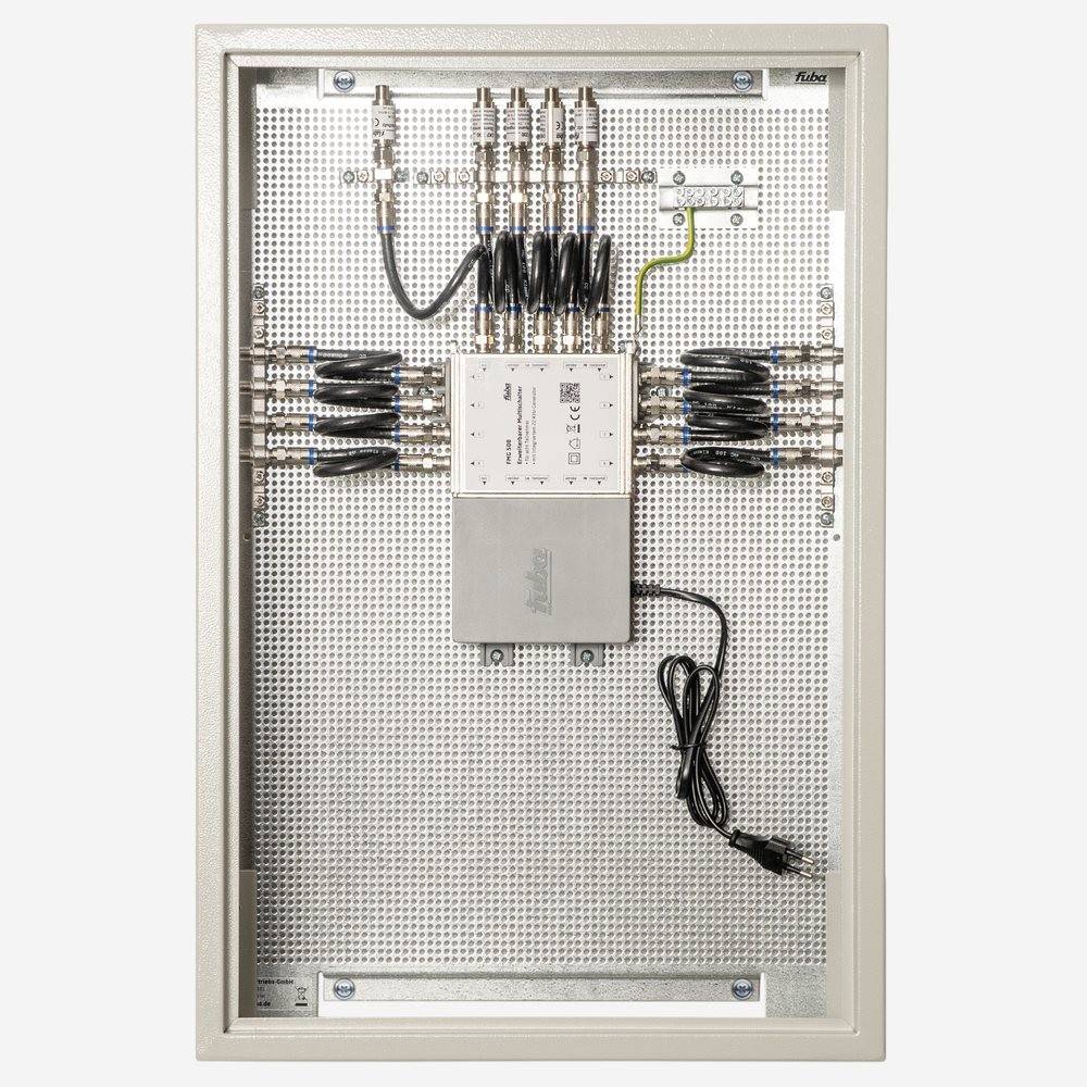 Fuba FMP 508 SL Multischalter-Paneel | Multischalter 8 Teilnehmer, ein Satellit, komplett vormontiert im Montageschrank - mit Erdung