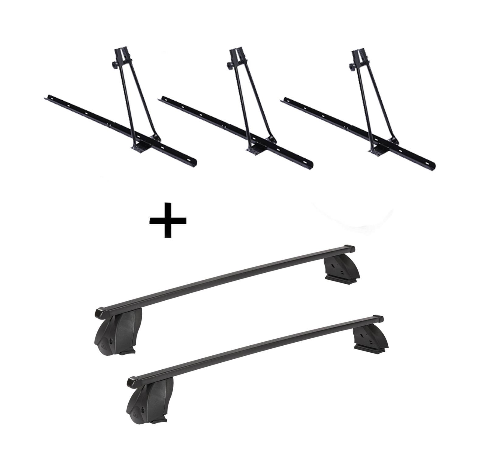 3x Fahrradträger ORION + Dachträger K1 MEDIUM kompatibel mit für VW Traporter (T5) 09-15