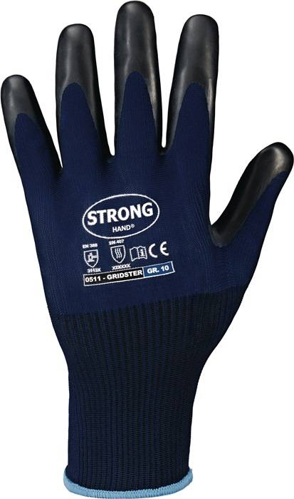 STRONGHAND 0511-9 Handschuhe GRIDSTER Größe 9 dunkelblau/schwarz EN 388, EN 407