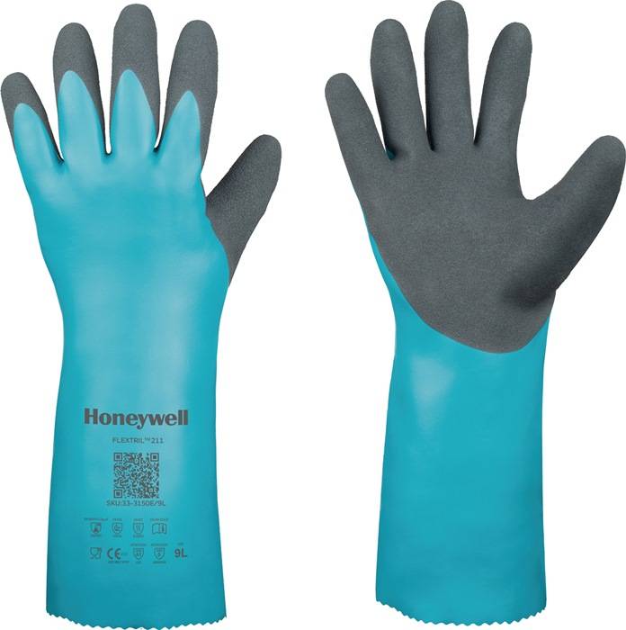 HONEYWELL 33-3150E/10XL Chemiehandschuhe FLEXTRIL™ 211 Größe 10 grün EN 388, EN