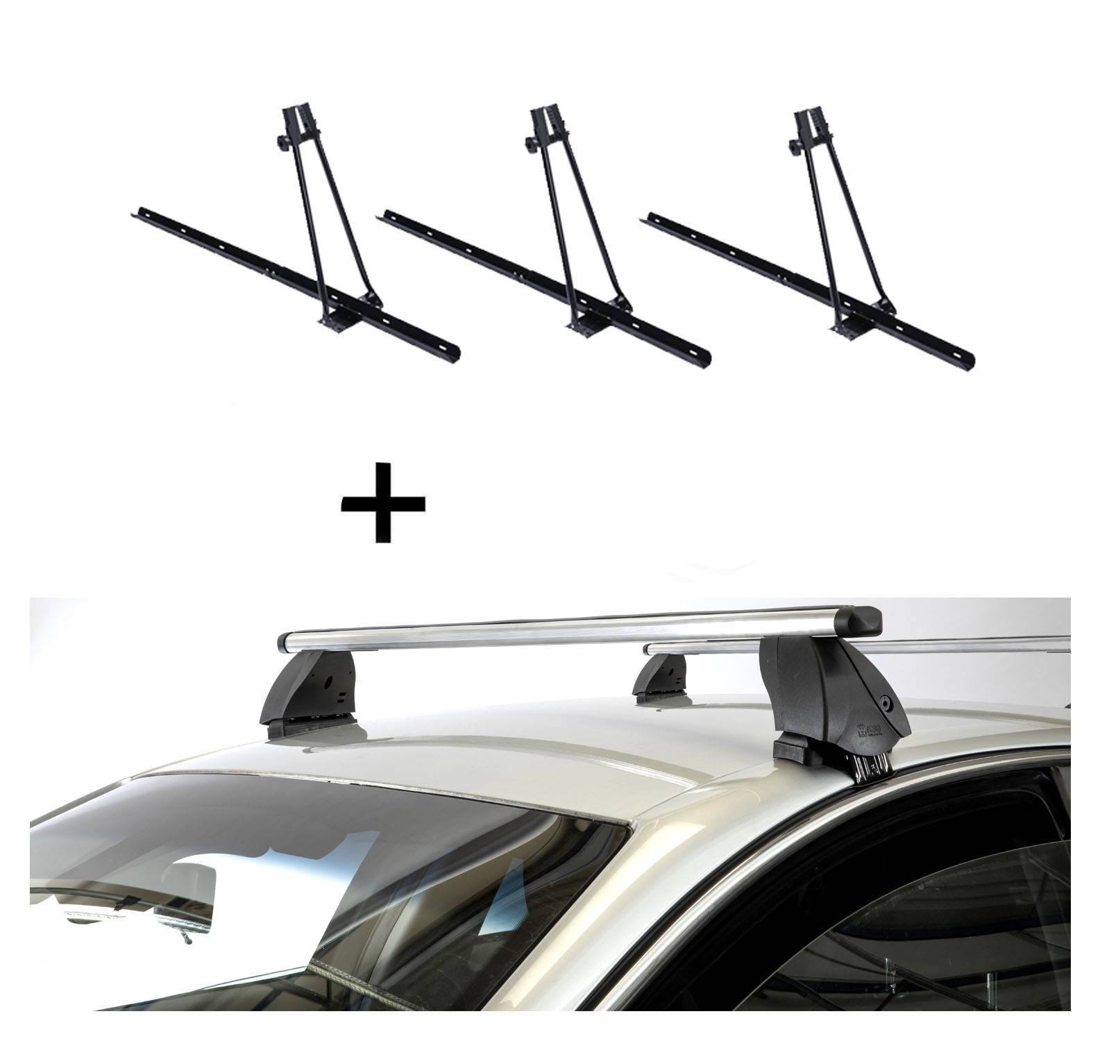 3x Fahrradträger ORION + Dachträger K1 PRO Aluminium kompatibel mit für Hyundai i20 I (5Türer) 12-14