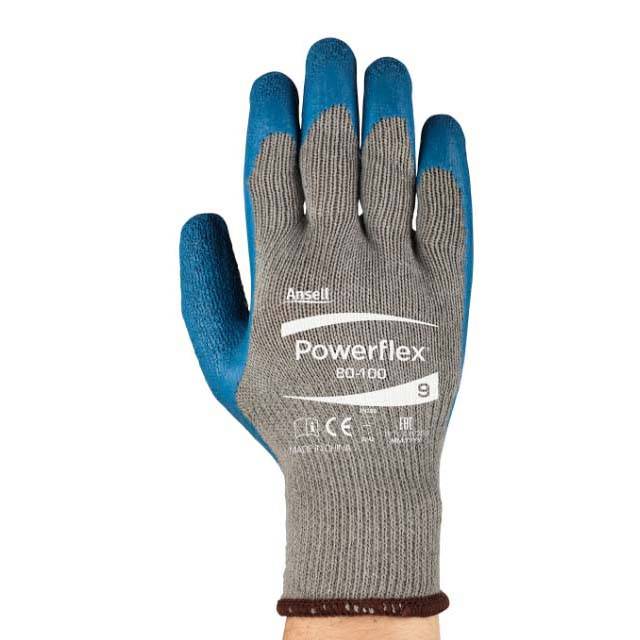 Ansell 80-100 Gr.10 Handschuh Powerflex Naturgummi mit Kevlar Futter teilbesch.