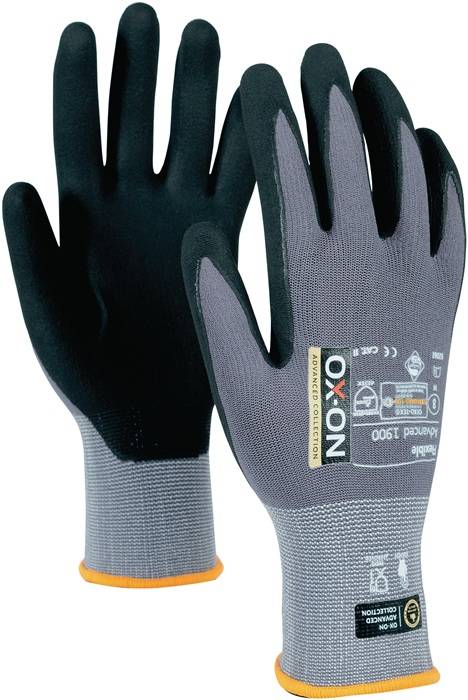 OX-ON 92070 Handschuhe Flexible Advanced 1900 Größe 10 schwarz/hellgrau EN388 EN