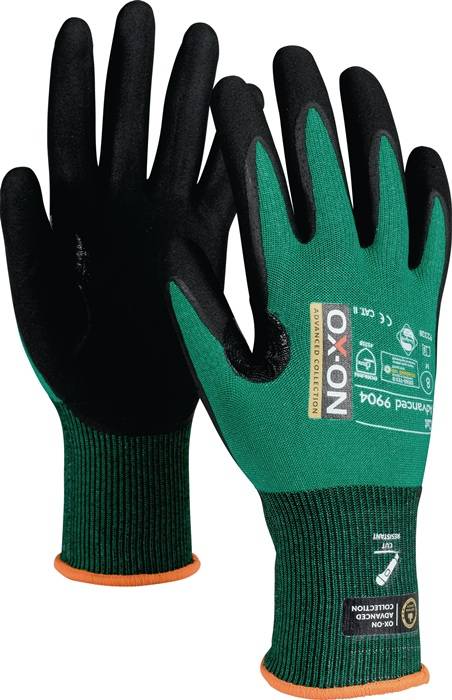 OX-ON 92340 Schnittschutzhandschuhe Cut Advanced 9904 Größe 10 schwarz/grün EN 3