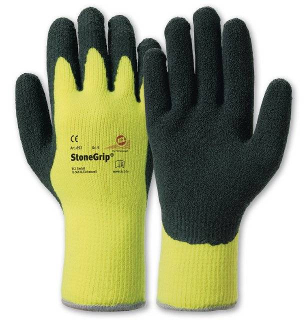 KCL 692 StoneGrip Gr. 9 Kälteschutz, Latex, Acryl gelb-schwarz Strickbund, handr