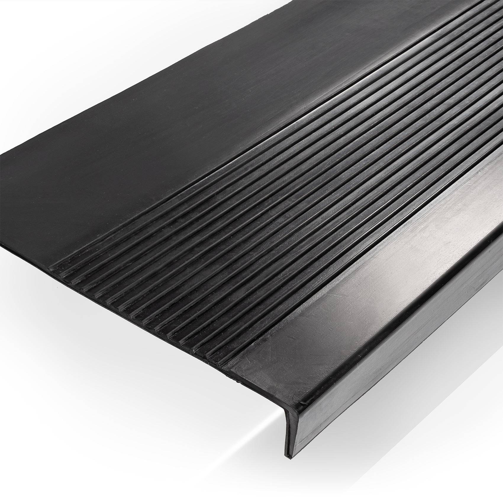 Stufenmatten Gummi Feinriefen Schwarz 90x30x4cm