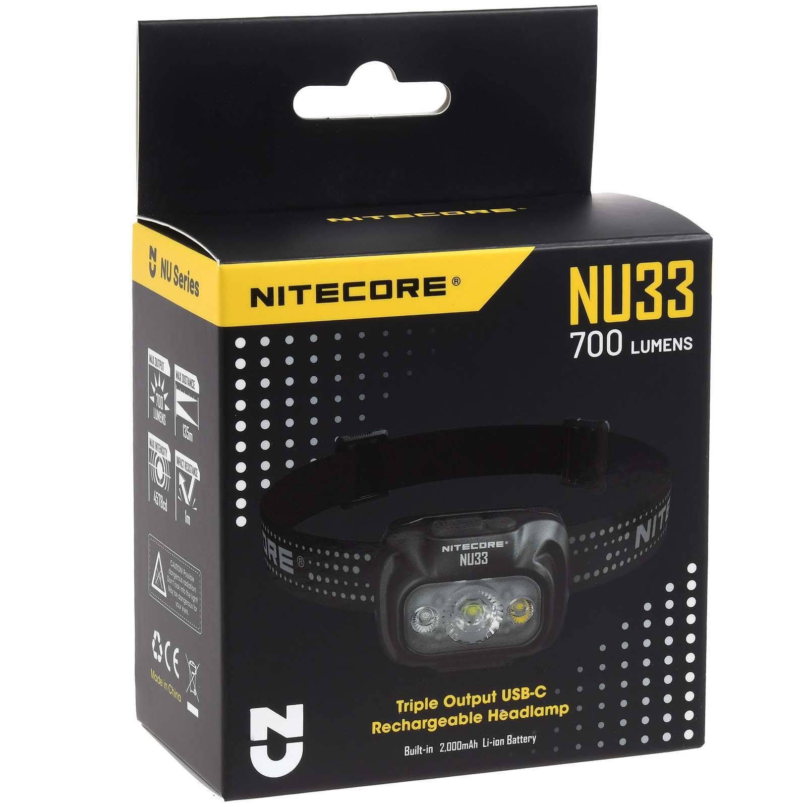 Nitecore NU33 LED Kopflampe, Stirnlampe, Headlamp, USB-C, max. 700 Lumen, Li-Ion