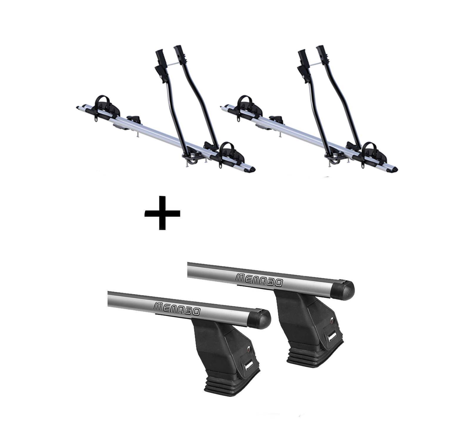 2x Fahrradträger SAGITTAR + Dachträger Menabo Tema kompatibel mit für Peugeot Expert (Hochdachkombi) bis 2006