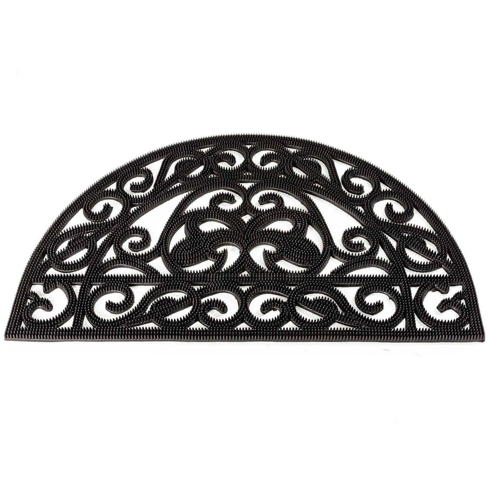 Gummimatte Türvorleger Fußabtreter mit Noppen Schwarz 45x75cm D-Form Modell Iron