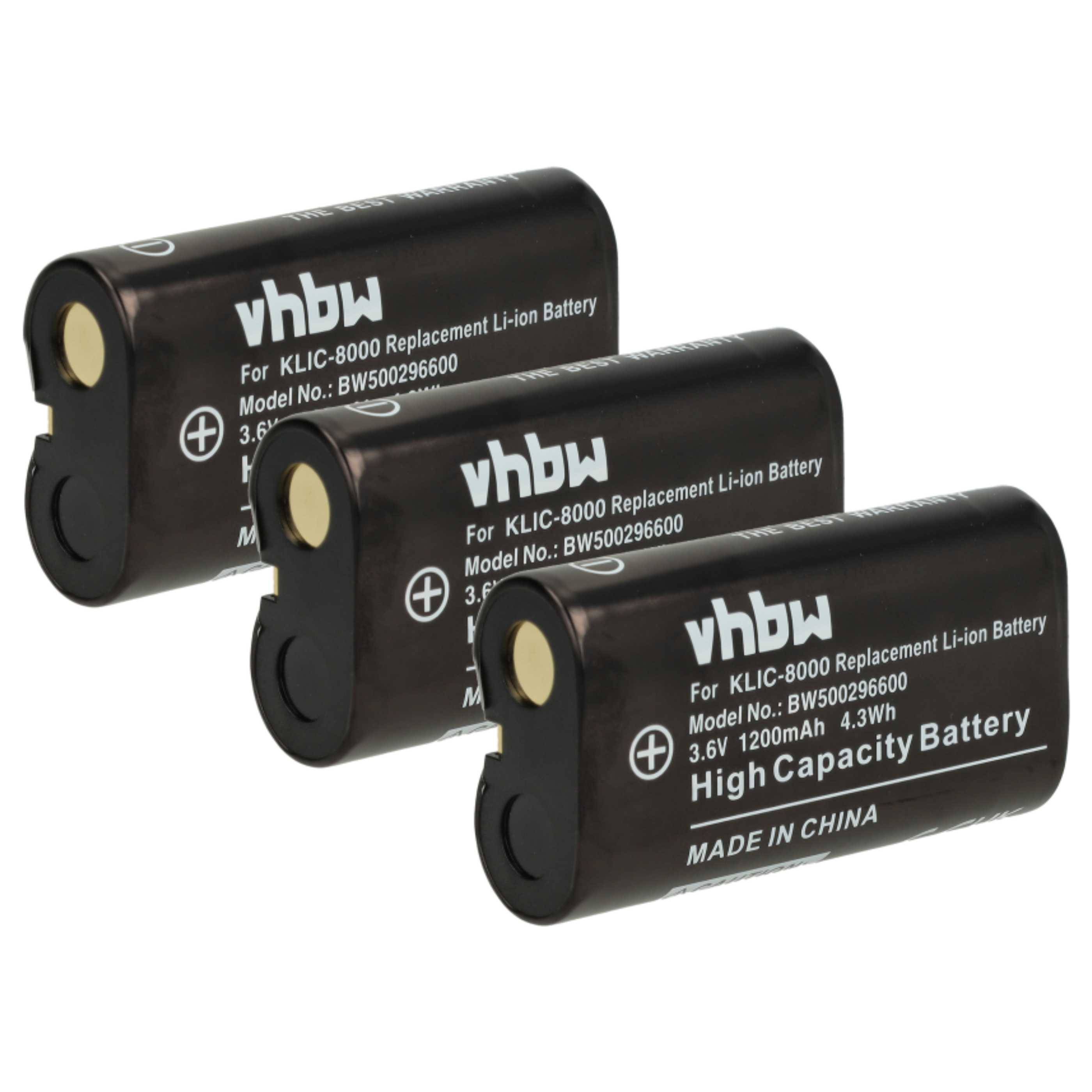 vhbw 3x Akku kompatibel mit Ricoh Caplio RZ1, R2, R1S, R1 Kamera (1200 mAh, 3,6 V, Li-Ion)