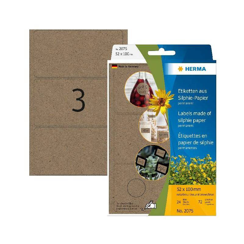 HERMA Vielzweck-Etiketten Silphie, 52 x 100 mm, naturbraun