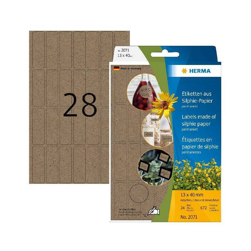 HERMA Vielzweck-Etiketten Silphie, 13 x 40 mm, naturbraun
