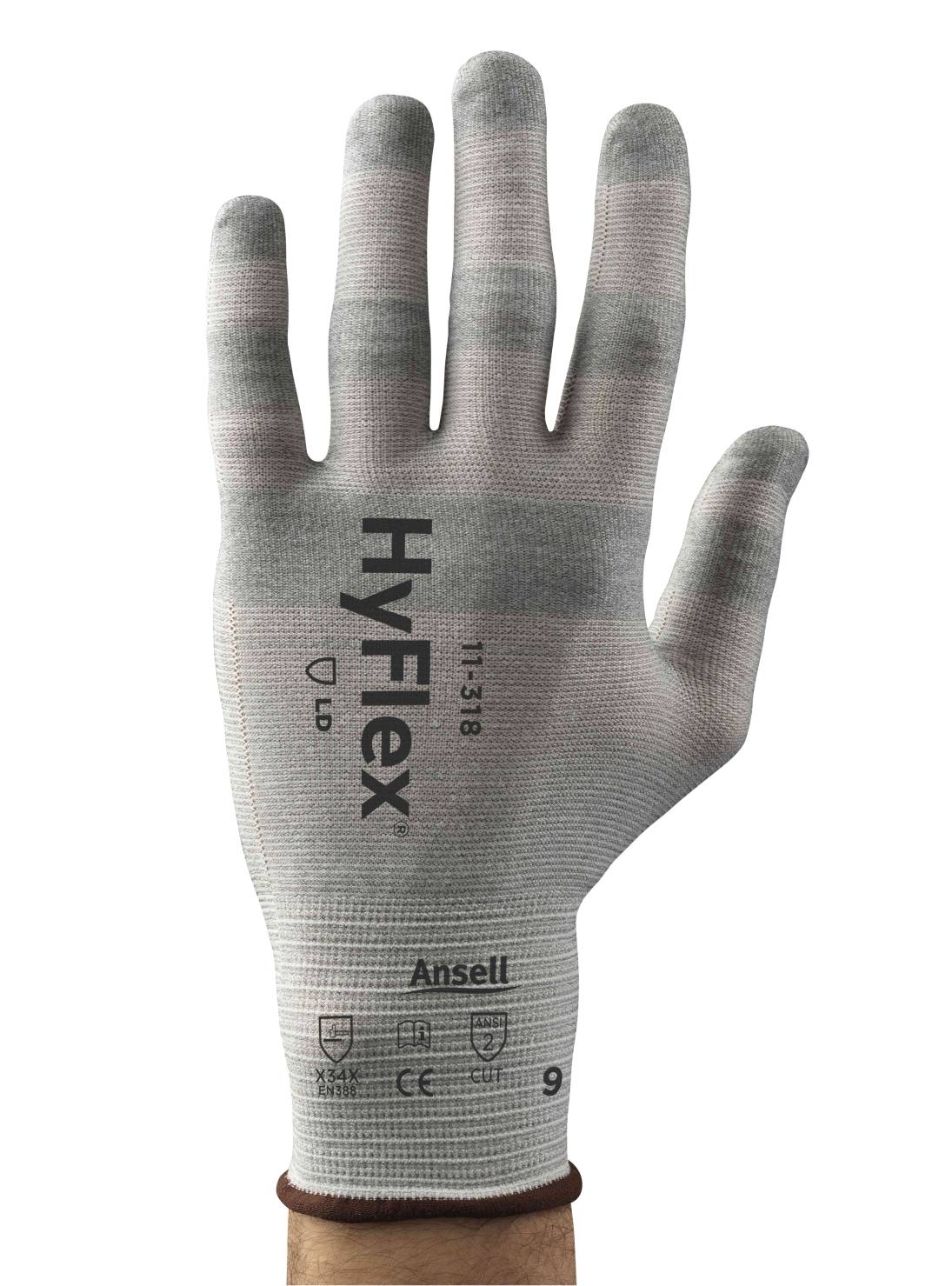 Ansell 11-318 HyFlex® Gr.9 Dyneema®Diamond, Schnittschutzhandschuh Karbon