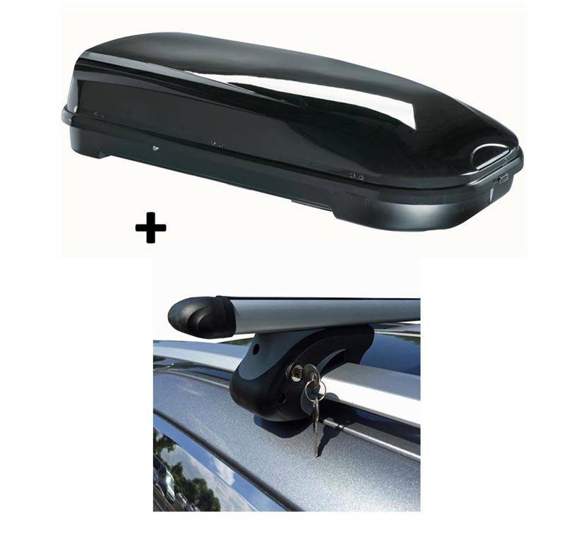Dachbox VDP-FL580 Relingträger Alu kompatibel mit für Citroen C-Crosser EP ab 07 abschließbar