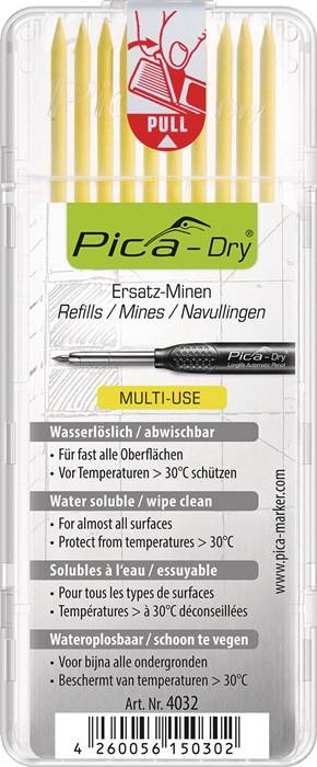PICA 4032 Minenset Pica-Dry 10x gelb feucht abwischbar Zollvon glatten Fläche